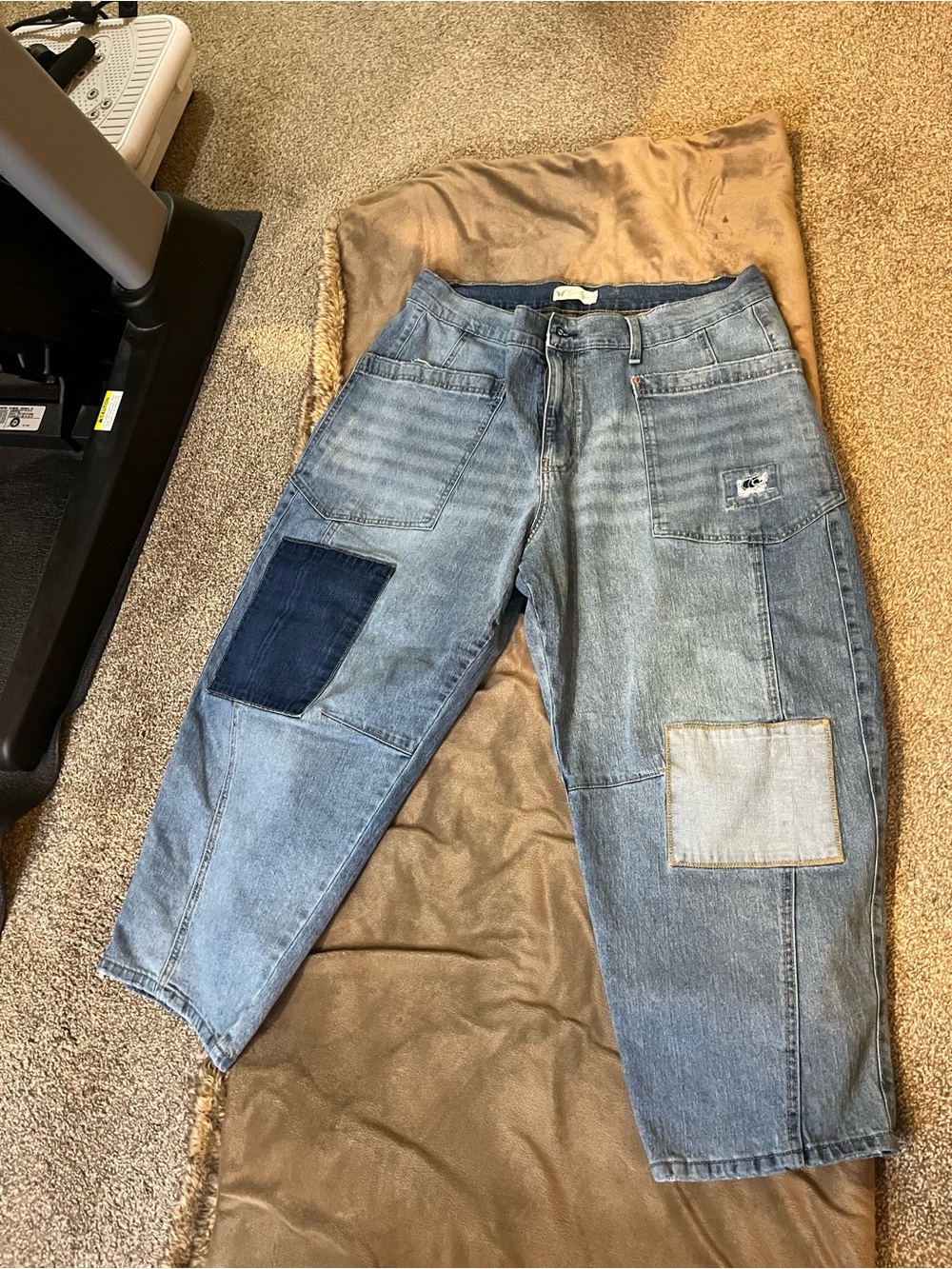 Jessica Simpson Women’s Light Blue Patchwork Barrel Jeans